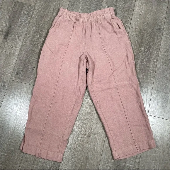 Madewell Breezewoven Pull-On High-Rise Straight Pants linen blend Size M - Picture 2 of 7